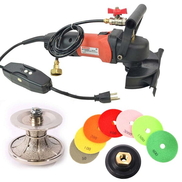 Hardin 4" Var Speed Polisher, 2" Full Bullnose Diamond Profile Wheel & 8 pc 4" Diamond Polishing Pad Set V50WVPOLSET - main